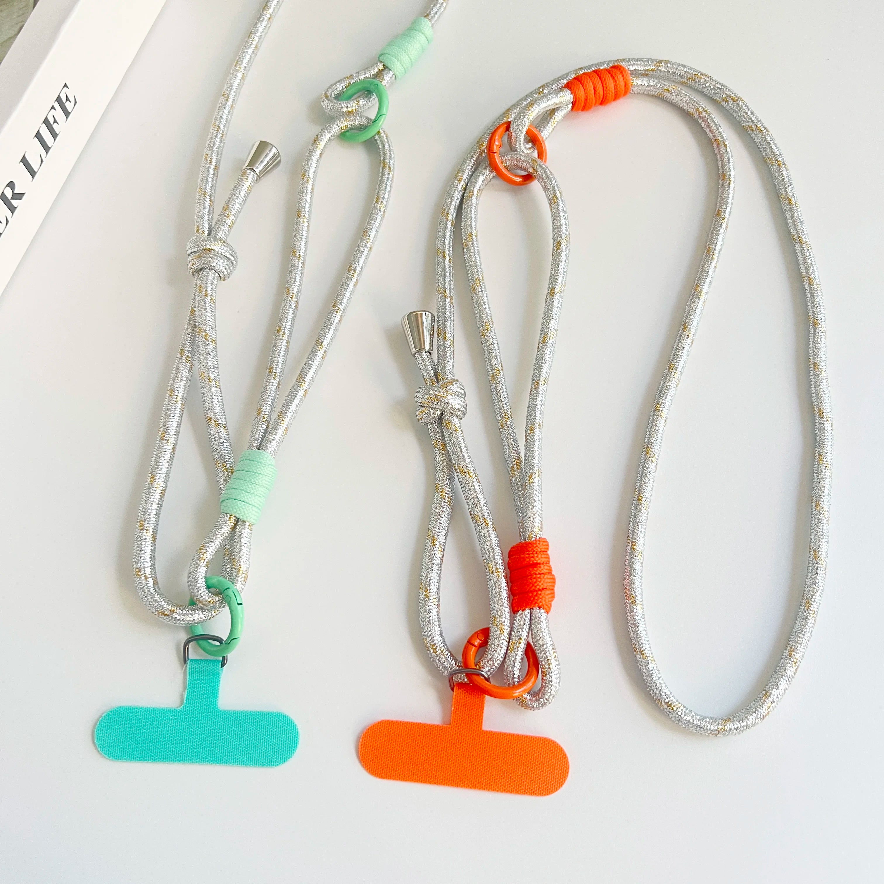 ポイントカラーが可愛い♡シルバー&ゴールドロープのショルダーストラップ #AS1040