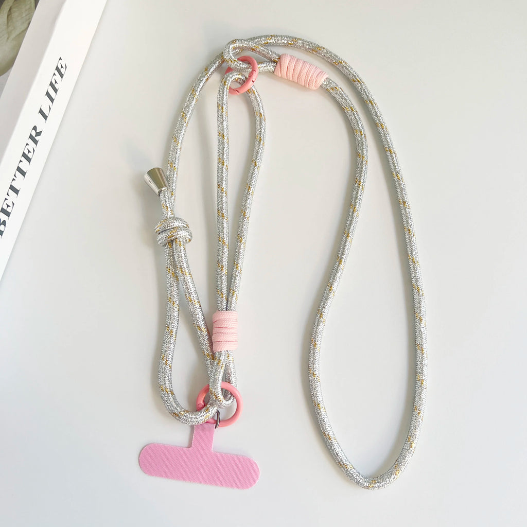 ポイントカラーが可愛い♡シルバー&ゴールドロープのショルダーストラップ #AS1040