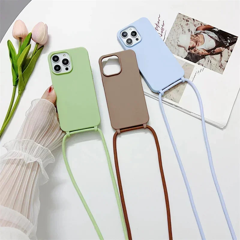 シリコンスマホケース付きショルダーストラップ【長さ調節可】#AS1041
