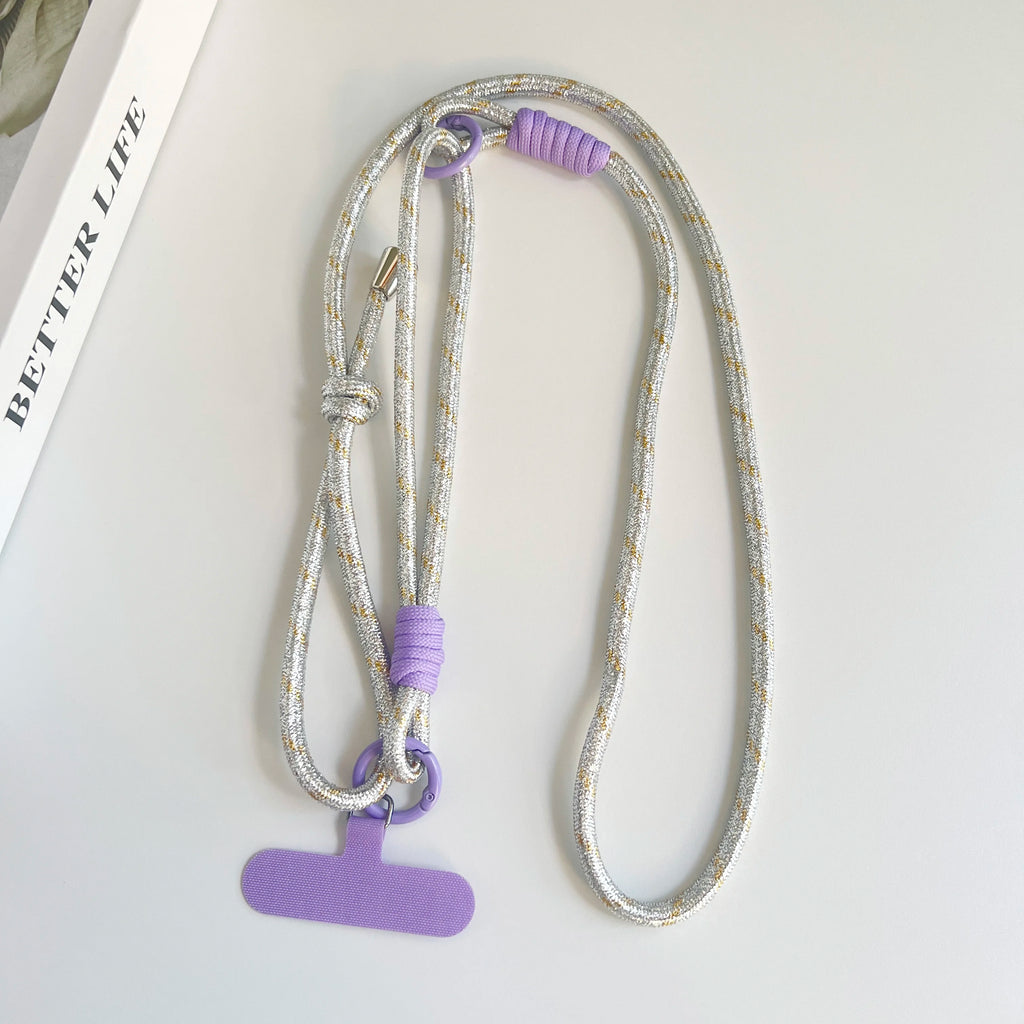 ポイントカラーが可愛い♡シルバー&ゴールドロープのショルダーストラップ #AS1040