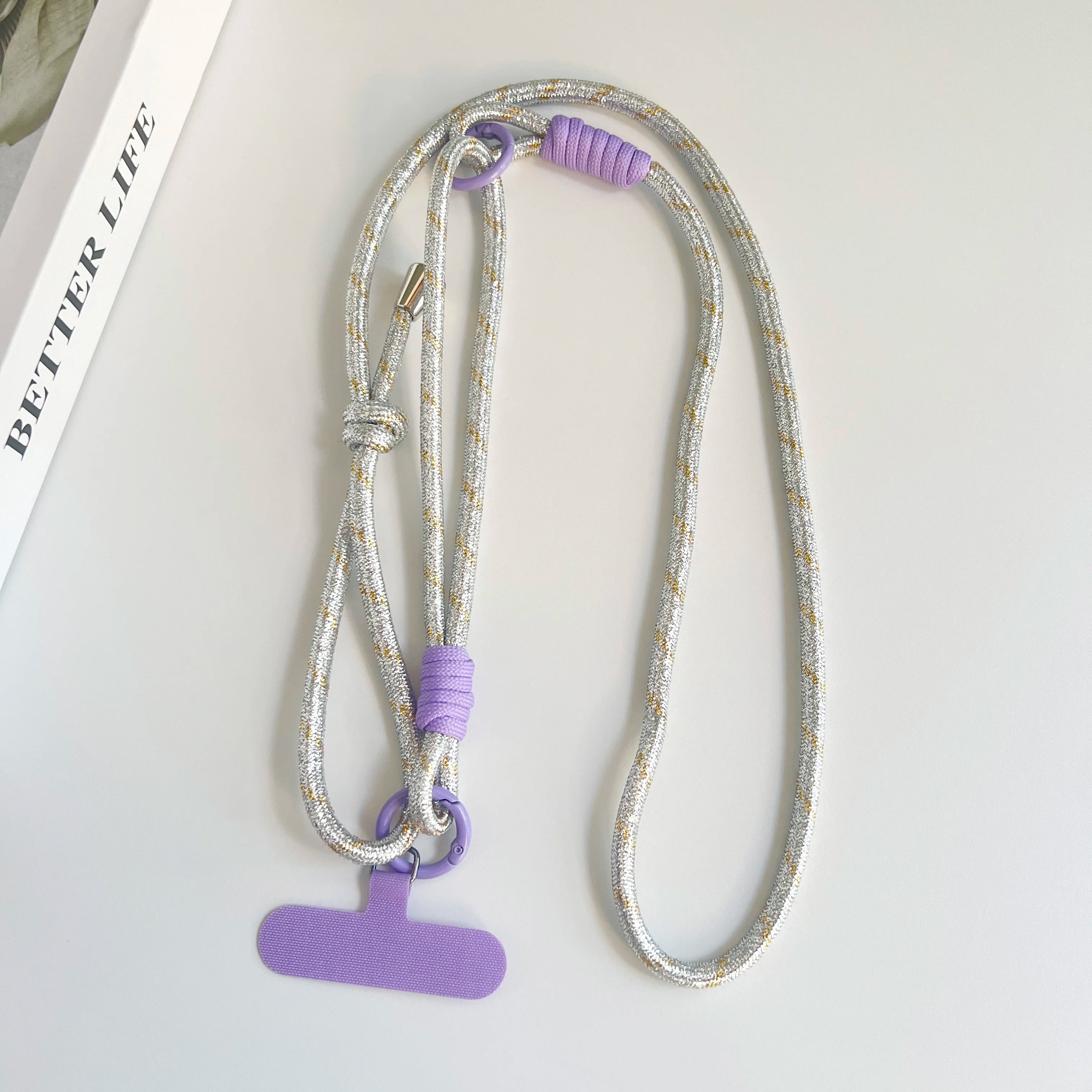 ポイントカラーが可愛い♡シルバー&ゴールドロープのショルダーストラップ #AS1040